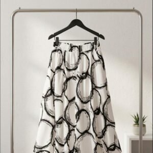 Abstract Circle Print Midi Skirt