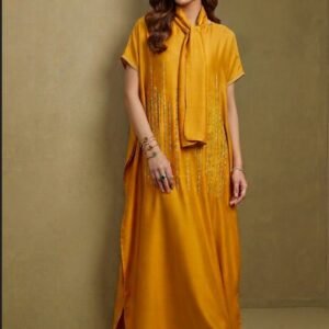 Mustard Elegance Embellished Kaftan
